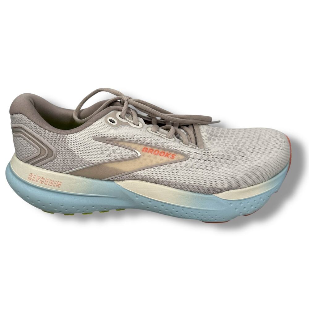 Brooks Glycerin 21 Running Shoes Women's 12 Medium‎ Coconut Aqua Autumn Sunset